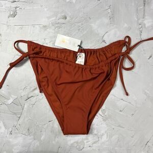 NEW Shade & Shore Ribbed Side-Tie Bikini Bottom Size XL Rust Terracotta TARGET